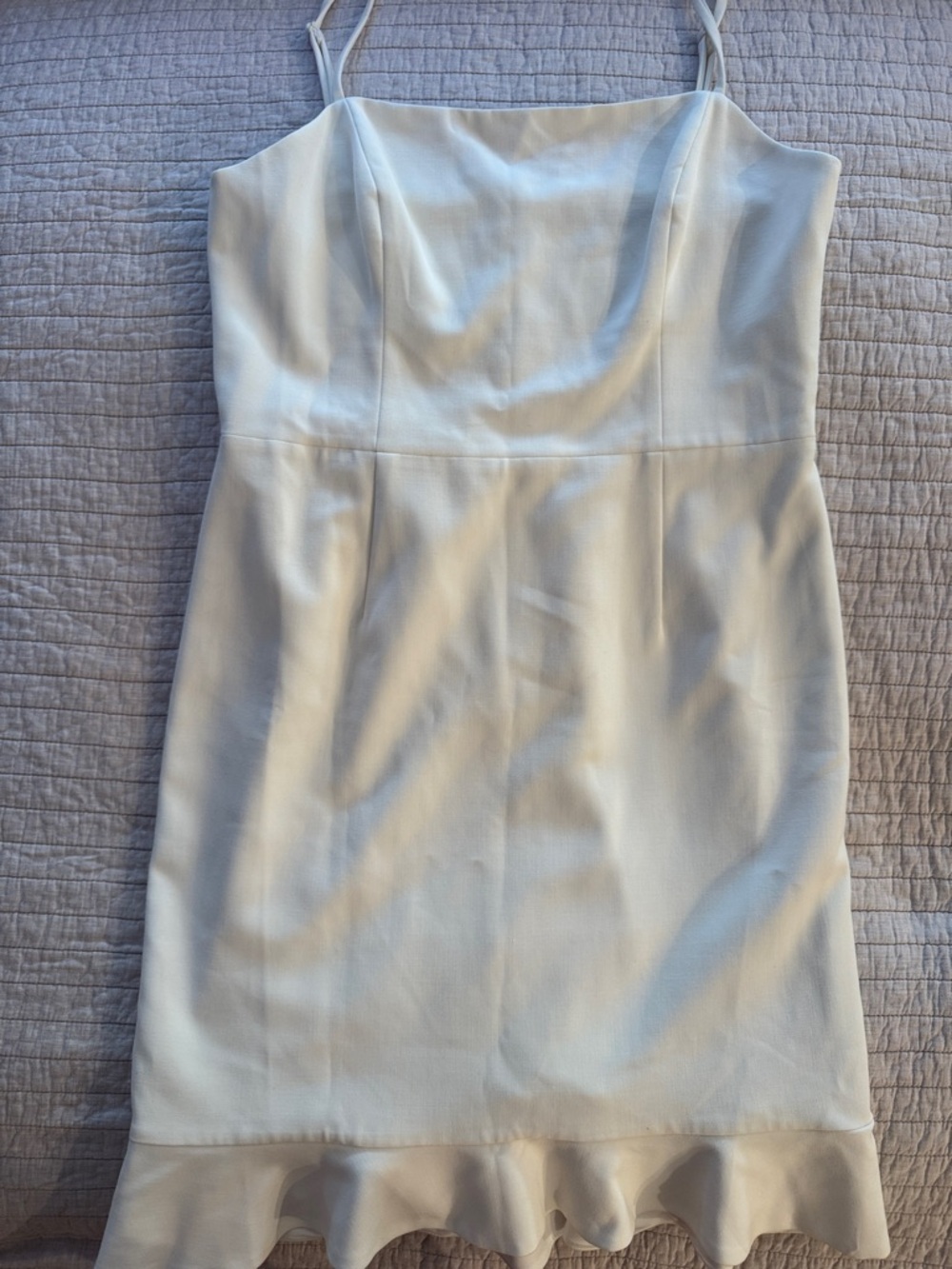 French Connection Mini White Ruffle Hem Dress - Picture 11 of 11